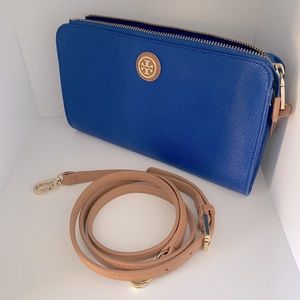 Tory Burch blue & beige crossbody bag